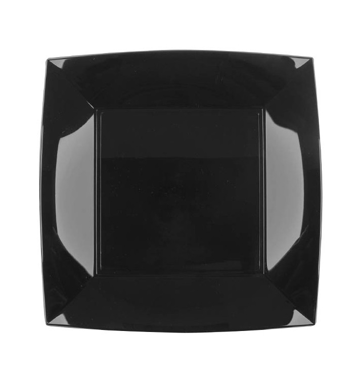 Plastic bord Plat zwart "Nice" PP 23 cm (25 stuks) Plastic bord Plat zwart "Nice" PP 23 cm (25 stuks)