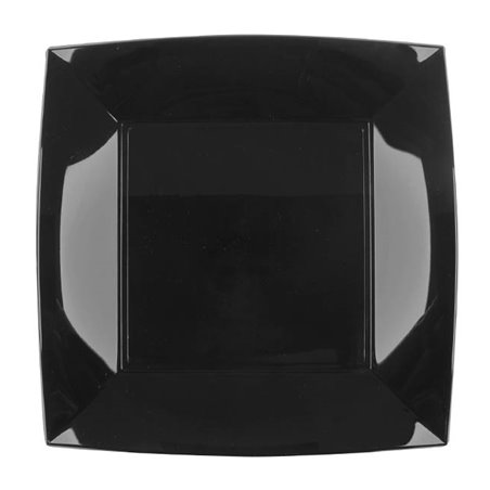 Herbruikbare harde bord Plat zwart "Nice" PP 23 cm (300 stuks)