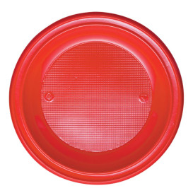 Plastic bord PS Plat rood Ø28 cm (10 stuks) 