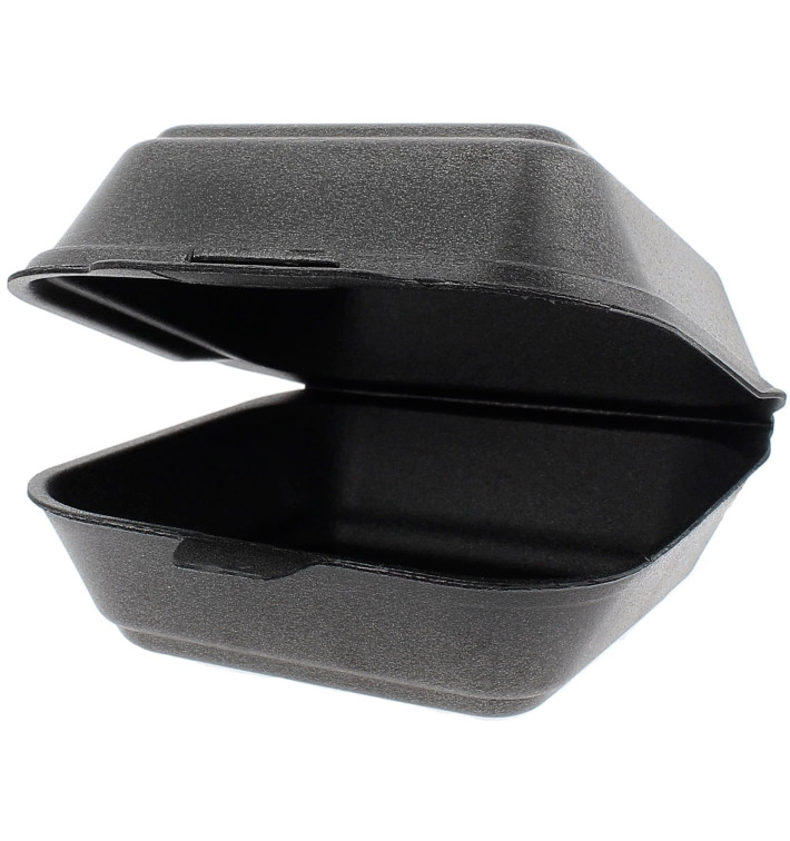 Schuim burger dozen take-out groot maat zwart (125 stuks) Schuim burger dozen take-out groot maat zwart (125 stuks)