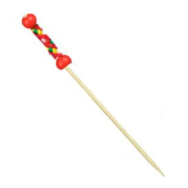 Bamboe vleespennen rood Design 12cm (5000 stuks)