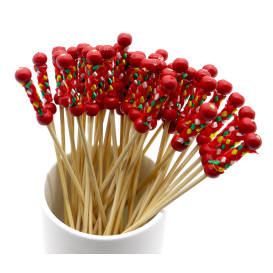 Bamboe vleespennen rood Design 12cm (5000 stuks)
