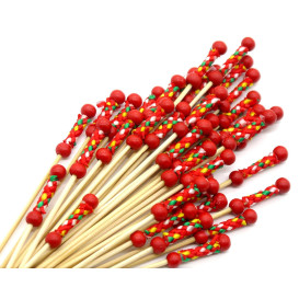 Bamboe vleespennen rood Design 12cm (5000 stuks)
