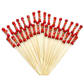 Bamboe vleespennen rood Design 12cm (5000 stuks)