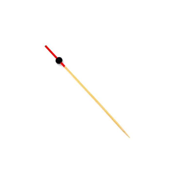 Bamboe vleespennen Bal Design rood en zwart 12cm (200 stuks) Bamboe vleespennen Bal Design rood en zwart 12cm (200 stuks)