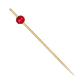 Bamboe vleespennen "Big Bal" Design rood 12cm (200 stuks) 