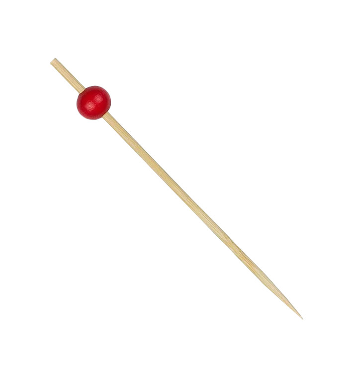 Bamboe vleespennen "Big Bal" Design rood 12cm (200 stuks) Bamboe vleespennen "Big Bal" Design rood 12cm (200 stuks)