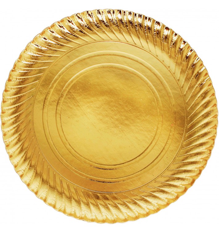 Papieren bord Rond vormig goud 30cm (100 stuks) 