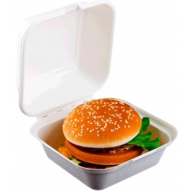 Suikerriet Burger Box wit 152x152x84mm (600 stuks)