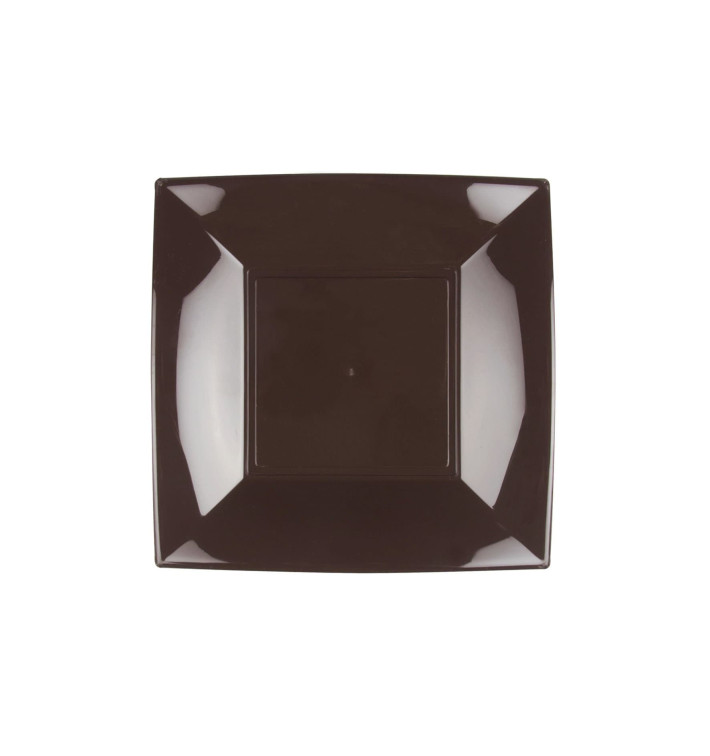 Plastic bord Plat bruin "Nice" PP 18 cm (300 stuks) Plastic bord Plat bruin "Nice" PP 18 cm (300 stuks)