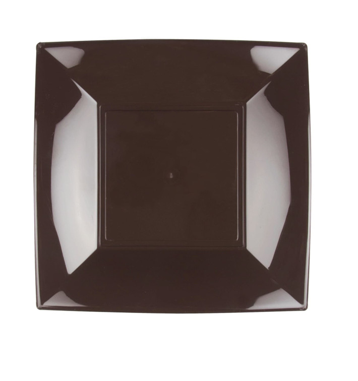 Plastic bord Plat bruin "Nice" PP 23 cm (300 stuks) Plastic bord Plat bruin "Nice" PP 23 cm (300 stuks)