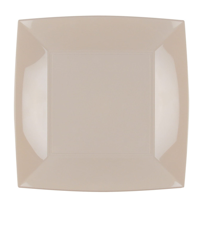 Plastic bord Plat beige "Nice" PP 23 cm (25 stuks) Plastic bord Plat beige "Nice" PP 23 cm (25 stuks)
