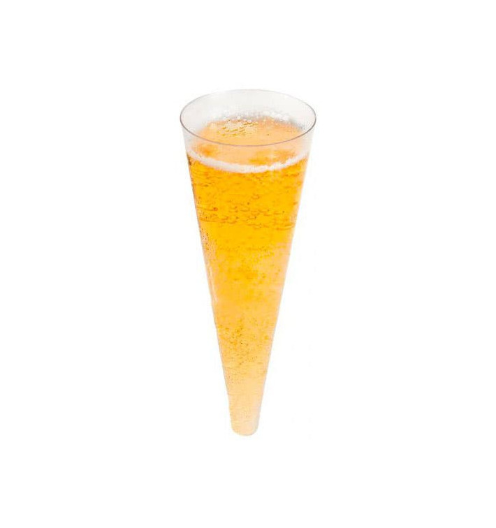 Plastic fluit "Cono" transparant 100ml Ø5x14cm (576 stuks) Plastic fluit "Cono" transparant 100ml Ø5x14cm (576 stuks)