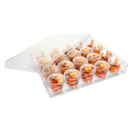 Plastic dienblad PS + 20 Kom Kit met Deksel Rond vormig (1 stuk)