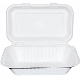 Suikerriet Gescharnierd Container "Menu Box" wit 22,5x16,5x6,4cm (200 stuks)