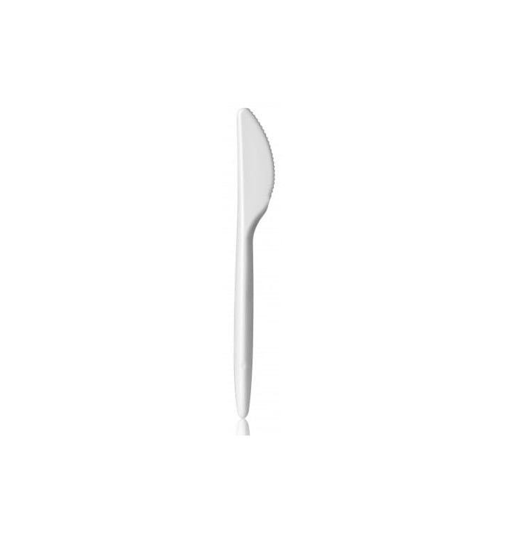Plastic PS mes "Luxe" wit 17,5 cm (600 stuks) Plastic PS mes "Luxe" wit 17,5 cm (600 stuks)