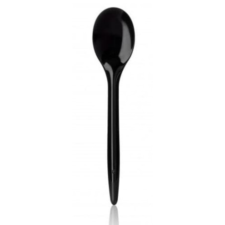 Plastic PS thee lepel "Luxe" zwart 12,3cm (2000 stuks)