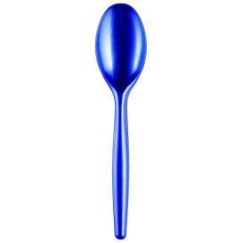 Plastic lepel  PS "Easy" blauw parel 18,5 cm (20 stuks) 