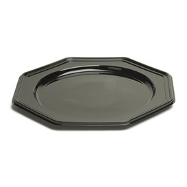 Plastic oplader bord PET Achthoekig zwart 30 cm (10 stuks) 