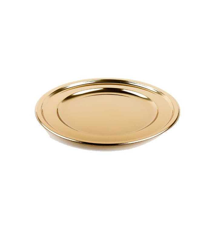 Plastic oplader bord Rond vormig goud 30 cm (5 stuks) Plastic oplader bord Rond vormig goud 30 cm (5 stuks)