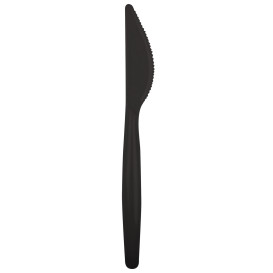 Plastic PS mes  "Easy" zwart 18,5cm (20 stuks) 