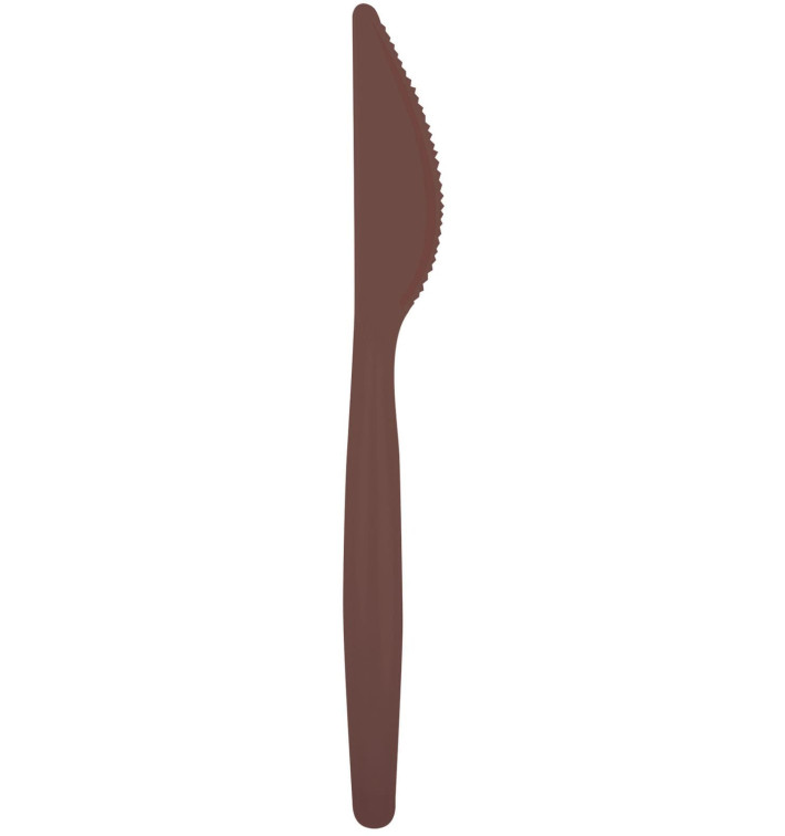 Plastic PS mes "Easy" bruin 18,5cm (20 stuks) Plastic PS mes "Easy" bruin 18,5cm (20 stuks)