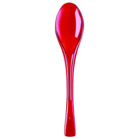 Plastic lepel PS "Flen" rood transparant 14,5cm (3000 stuks)