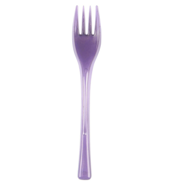Plastic PS vork "Flen" lila transparant 14cm (50 stuks) Plastic PS vork "Flen" lila transparant 14cm (50 stuks)
