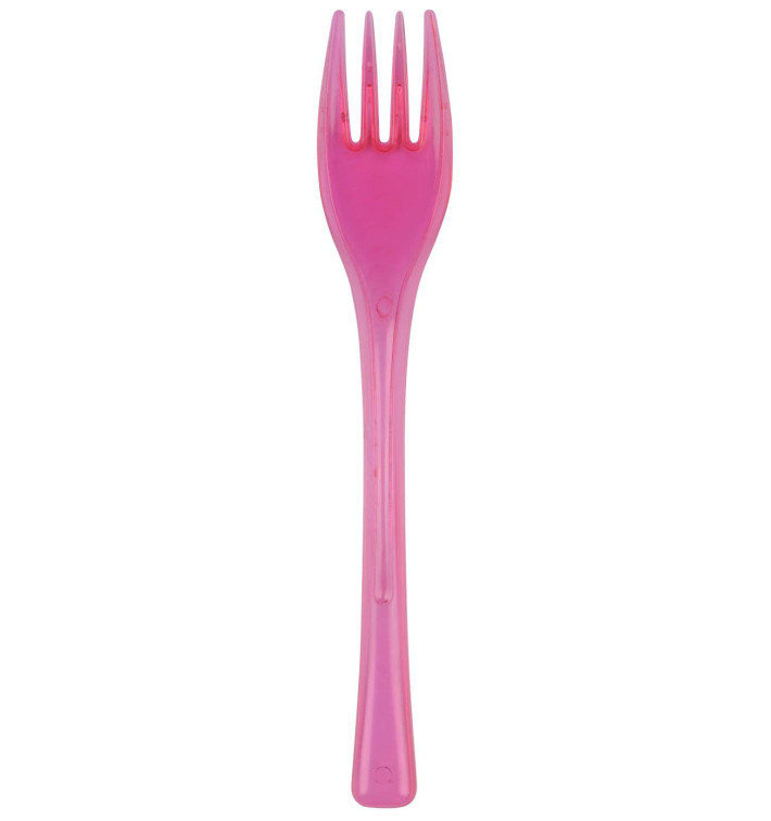 Plastic PS vork "Flen" fuchsia transparant 14cm (50 stuks) Plastic PS vork "Flen" fuchsia transparant 14cm (50 stuks)