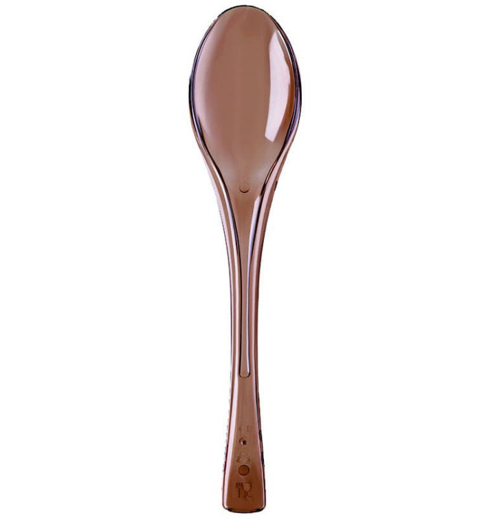 Plastic lepel PS "Flen" bruin transparant 14,5cm (50 stuks) Plastic lepel PS "Flen" bruin transparant 14,5cm (50 stuks)