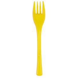 Plastic PS vork "Flen" geel transparant 14cm (50 stuks) 