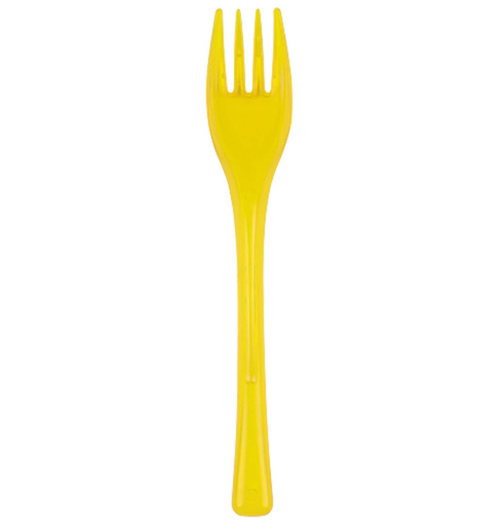 Plastic PS vork "Flen" geel transparant 14cm (3000 stuks) Plastic PS vork "Flen" geel transparant 14cm (3000 stuks)