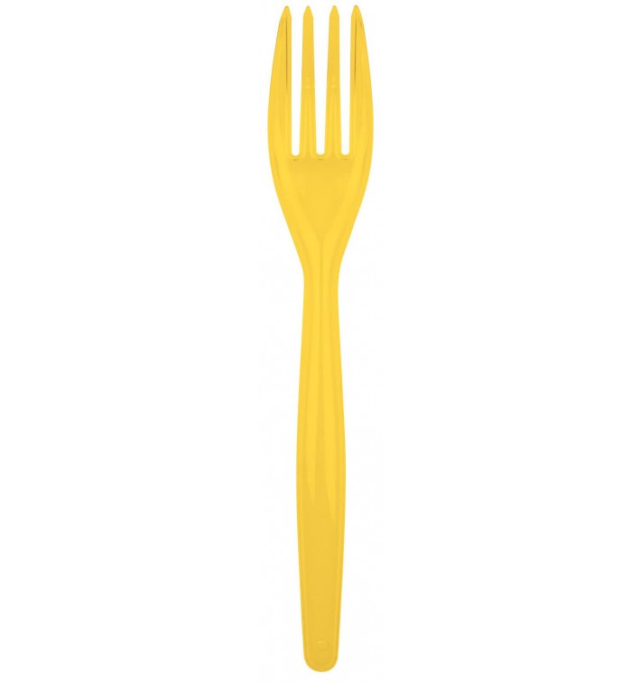 Plastic PS vork "Easy" geel 18cm (20 stuks) 
