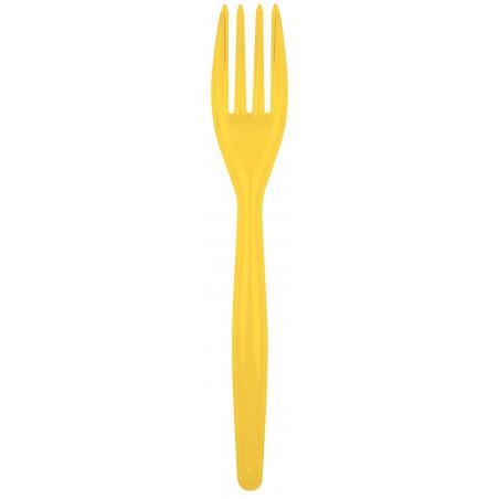Plastic PS vork "Easy" geel 18cm (20 stuks) 