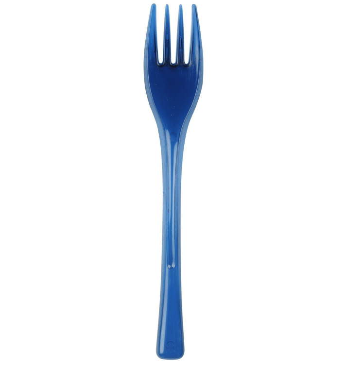 Plastic PS vork "Flen" blauw transparant 14cm (3000 stuks) Plastic PS vork "Flen" blauw transparant 14cm (3000 stuks)