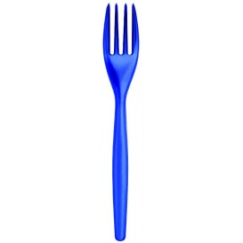 Plastic PS vork "Easy" blauw transparant 18cm (20 stuks) 