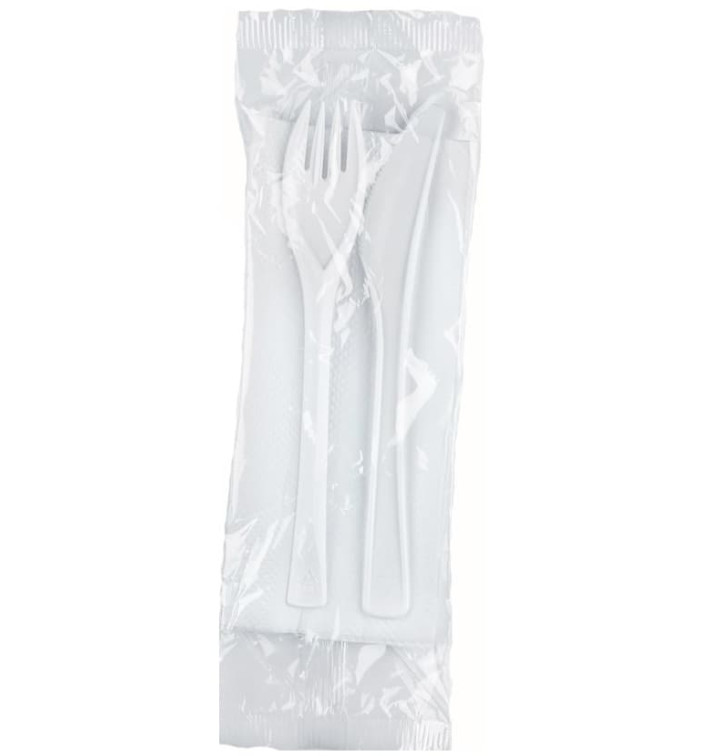 Plastic Bestekset PP "Next" vork, mes en servet (50 stuks) Plastic Bestekset PP "Next" vork, mes en servet (50 stuks)