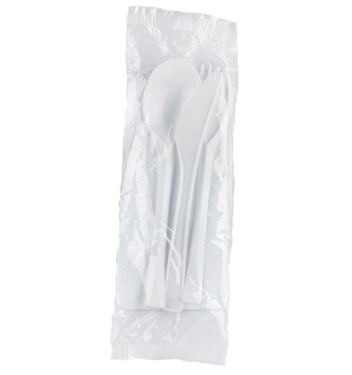 Plastic Bestekset PP "Next" vork, mes, lepel en servet (500 stuks) Plastic Bestekset PP "Next" vork, mes, lepel en servet (500 stuks)