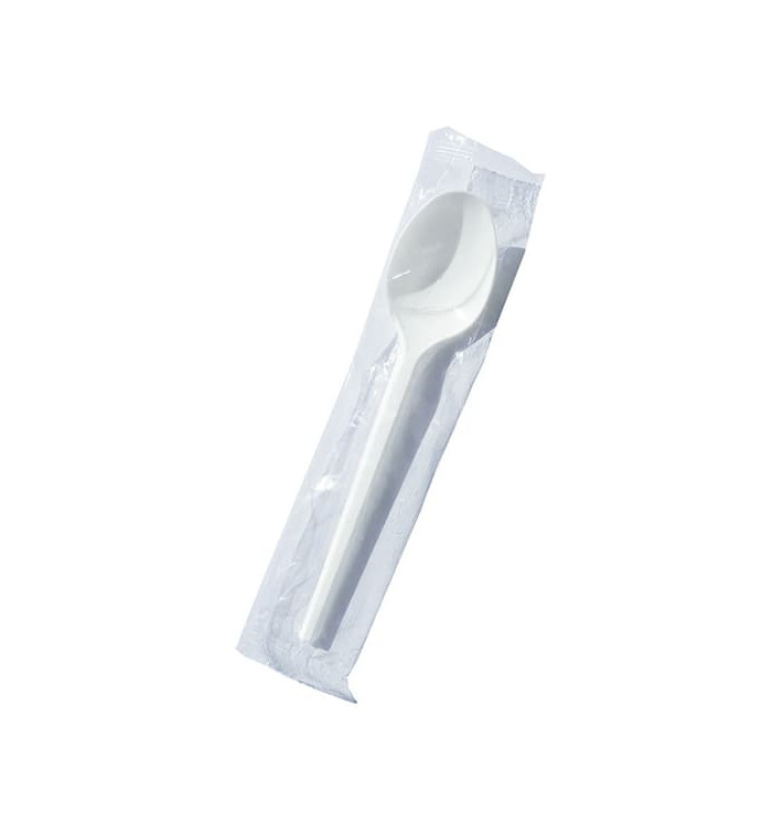 Plastic PS thee lepel wit ingepakt 12,5cm (100 stuks) Plastic PS thee lepel wit ingepakt 12,5cm (100 stuks)