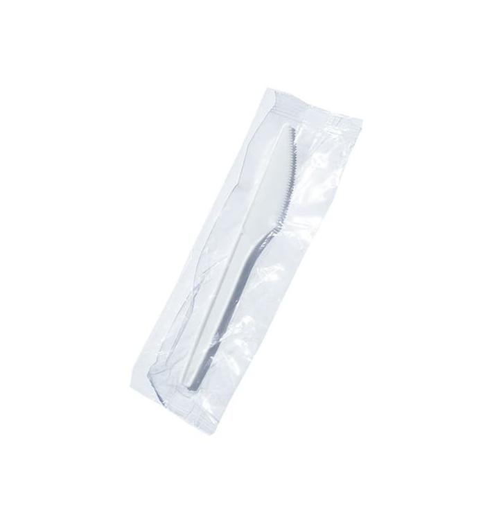 Plastic PS mes wit verpakt 17cm (1000 stuks) Plastic PS mes wit verpakt 17cm (1000 stuks)