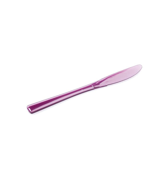 Plastic mes Premium aubergine kleur 20cm (10 stuks) Plastic mes Premium aubergine kleur 20cm (10 stuks)