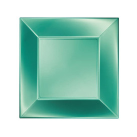 Plastic bord Plat groen "Nice" parel PP 18 cm (25 stuks)