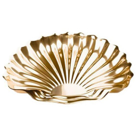 Plastic schotel Schelp vormig goud 34x30 cm (5 stuks) 