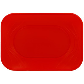 Plastic dienblad microgolfbaar "X-Table" rood 33x23cm (60 stuks)