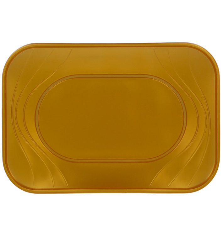 Plastic dienblad microgolfbaar "X-Table" goud 33x23cm (2 stuks) Plastic dienblad microgolfbaar "X-Table" goud 33x23cm (2 stuks)