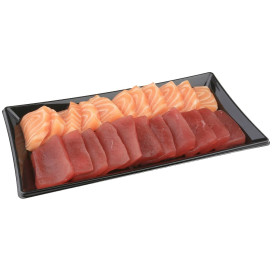 Plastic schotel Rechthoekige vorm zwart 12x22cm (50 stuks) 