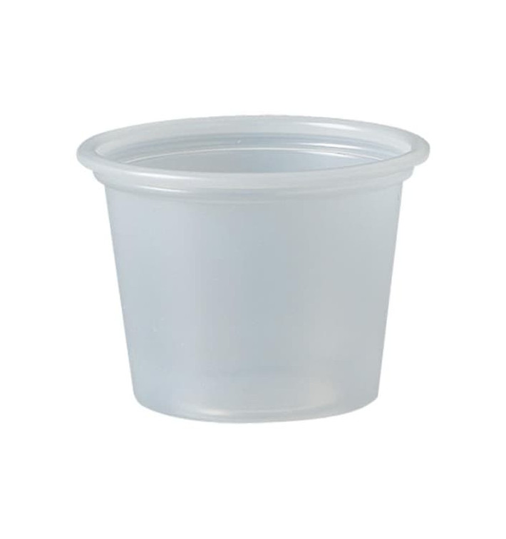 Plastic souffle beker PS transparant 30ml Ø4,8cm (5000 stuks) Plastic souffle beker PS transparant 30ml Ø4,8cm (5000 stuks)