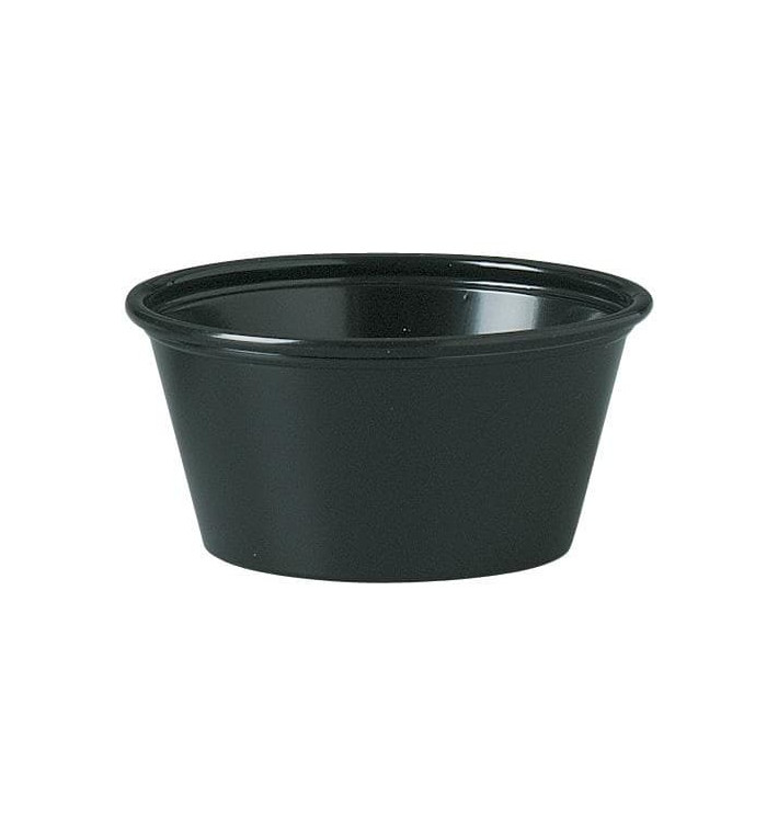 Plastic souffle beker PS zwart 60ml Ø6,6cm (2500 stuks) Plastic souffle beker PS zwart 60ml Ø6,6cm (2500 stuks)