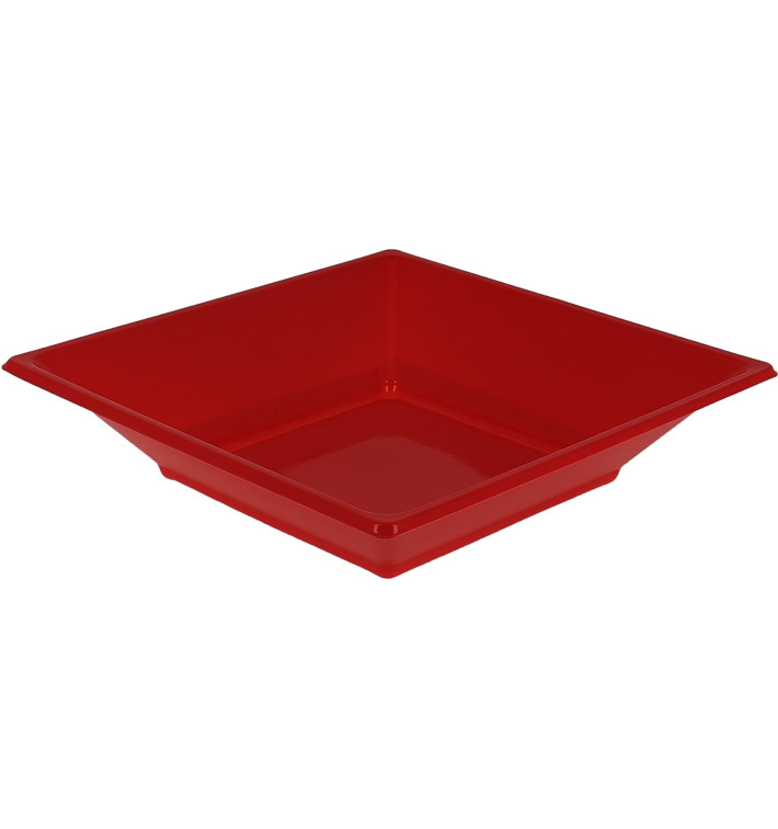 Plastic bord Diep Vierkant rood 17 cm (750 stuks) Plastic bord Diep Vierkant rood 17 cm (750 stuks)