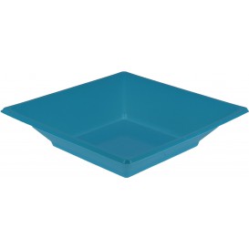 Plastic bord Diep Vierkant turkoois 17 cm (300 stuks)